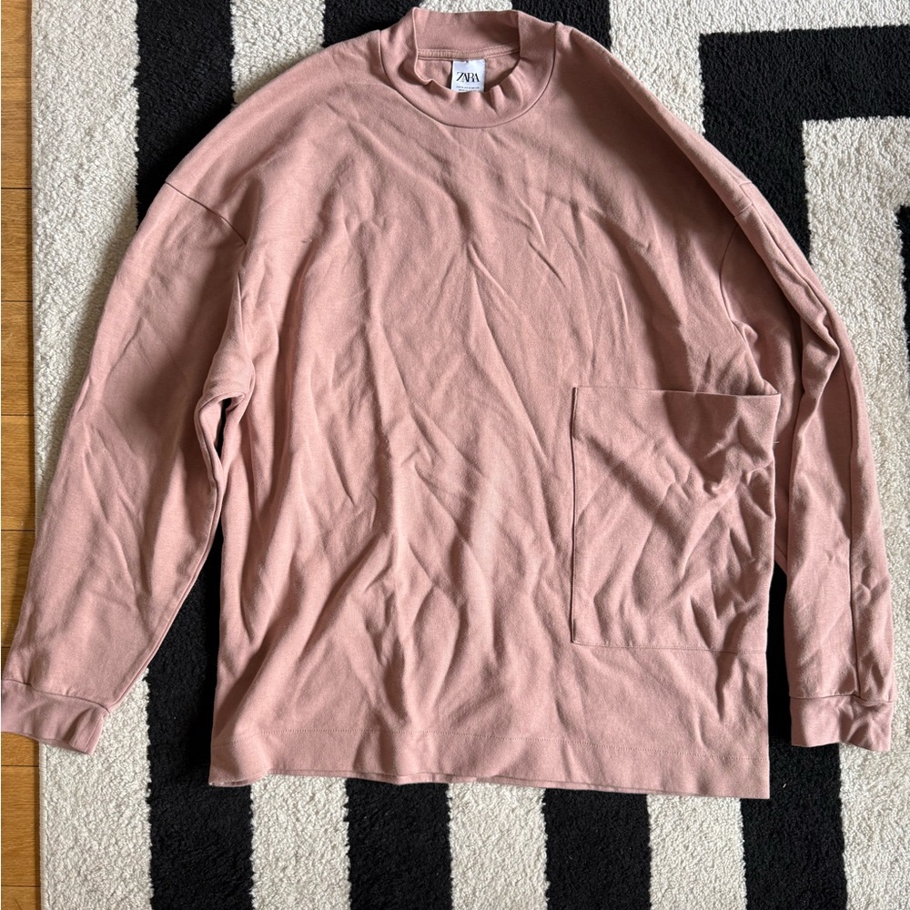 Zara Salmon Pink Shirt with Pocket Detailing - SIZE XL
